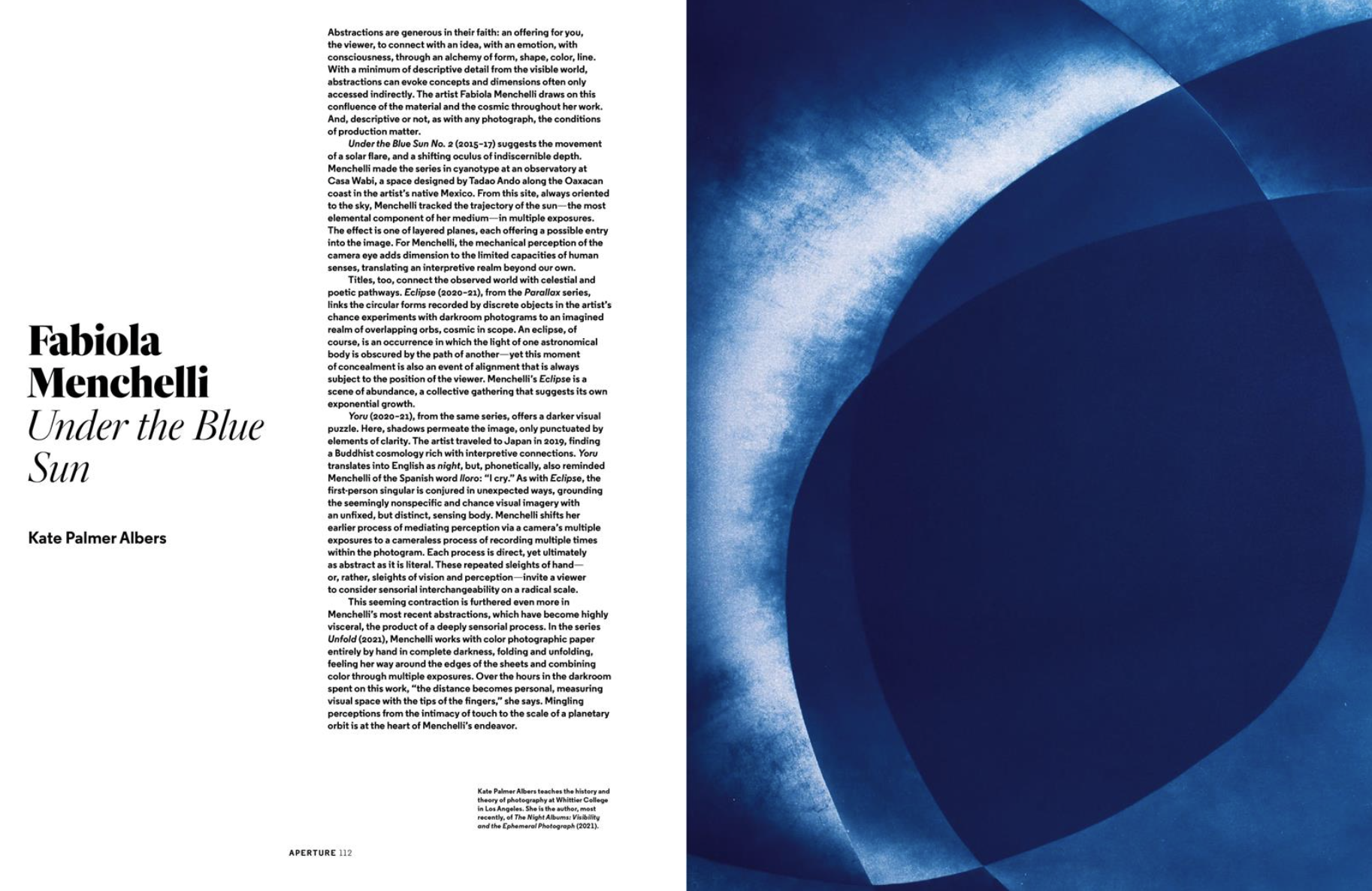 spread of first page of Aperture essay on Fabiola Menchelli